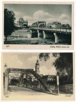 Győr, Horthy Miklós közúti és Rába híd, zsinagóga - 2 db régi képeslap
