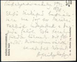 1942 Székelyudvarhely, Áprily Lajos (1887-1967) költő,műfordító saját kézzel írt képeslapja báró Man...