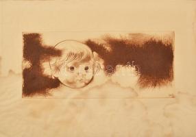 Szász Endre (1926-2003): Gyerek arcképek, 4 db. Rézkarc, papír, jelzett a karcon, foltos, egyik lap ...