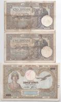 Jugoszlávia 1929. 100D (2x, klf vízjellel) + 1931. 1000D T:III egyik szép papír, egyiken ly. Yugoslavia 1929. 100 Dinara (2x, with diff watermark) + 1931. 1000 Dinara C:F one nice paper, one with hole