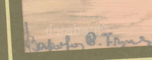 Olvashatatlan jelzéssel: Két kutya. Tempera, papír. Dekoratív, üvegezett fakeretben, 15x20,5 cm