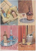 Unicum Likőrgyár italkülönlegességei az 1957-es Budapesti Ipari Vásáron - 4 db modern Képzőművészeti Alap reklám képeslap