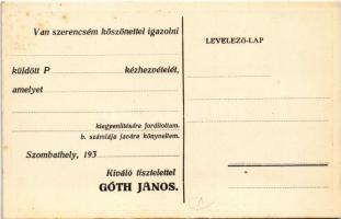 Góth János szombathelyi lakatos reklámlapja. Kőszegi utca 9