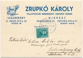 1936 Zrupkó Károly villanyerőre berendezett juhtúró üzemei reklám. Jászberény, Mező utca 23.