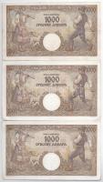 Szerbia 1942. 500D (3x, egyugrásos sorszámkövetők) + 1942. 1000D (3x, ebből 2db közeli sorszám) T:II...