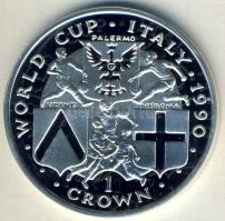 Man-sziget 1990. 1C Ag "Labdarúgó VB-játékosok és címerek" T:PP