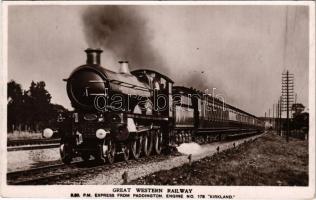 1909 Great Western Railway, P.M. Express from Paddington, Engine No. 178 Kirkland, British locomotive / Angol gőzmozdony