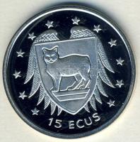 Man-sziget 1994. 15ECU Ag "Manx macska" T:PP