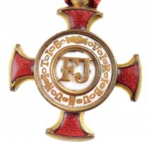 1869-1914. "Arany Érdemkereszt vörös szalagon" aranyozott, zománcozott bronz kitüntetés me...