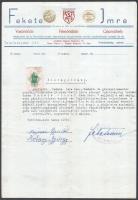 1944 Fekete Imre Vasöntöde, Fémöntöde, Gépműhely fejléces levélpapírjára írt munkáltatói igazolás