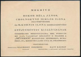 1941 Bokor Béla János, Cholnokyné Miklós Ilona festőművészek, és M. Kornis Ilona szobrászművész gyűj...