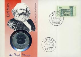NDK 1983. 20M "Marx" érmés borítékon, NSZK bélyeggel T:1
