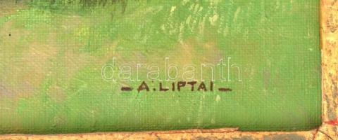 Liptai Antal (1893-?): Juhnyáj kutyákkal. Olaj, vászon. Jelzett. Dekoratív, sérült, korabeli fakeret...