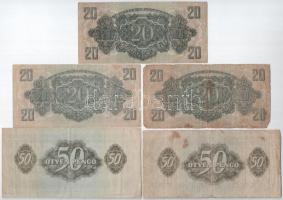 1944. 20P-100P "A Vörös Hadsereg Parancsnoksága" (8x) T:III,III- fo