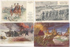 8 db RÉGI katonai művész képeslap vegyes minőségben / 8 pre-1945 military art postcards in mixed qua...