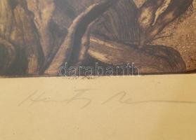 Hertay Mária (1932-2018): Császárliliom. Rézkarc, papír, jelzett, számozott (14/100), üvegezett fake...