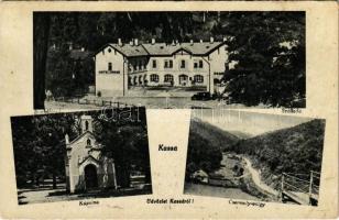 Bankó-fürdő, Bankófüred, Bankov (Kassa, Kosice); Bankó szálloda, Kápolna, Csermely-völgy / hotel, chapel, valley