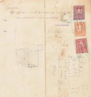 1927 Bőgős Sándor egri kőműves mester lakóház terve, a hátoldalán okmánybélyegekkel, hajtott, 44x21 ...