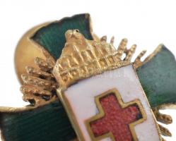 1922. "A Magyar Vöröskereszt Érdemkeresztje" aranyozott, zománcozott gomblyukjelvény minia...