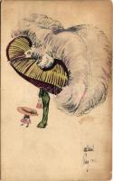 1909 Divatos óriás kalap / Giant fashion hat. B.K.W.I. 687-1. (fl)