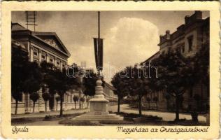 1938 Gyula, Megyeháza, Országzászló (EK)