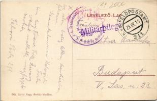 1915 Újvidék, Novi Sad; városház, villamos, Glück János órás üzlete / town hall, tram, shops (EK) + ...