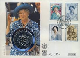 Nagy-Britannia 1992. 5Ł "II. Erzsébet királynő" érmés borítékon komplett bélyegsorral, elsőnapi bélyegzővel T:BU hátoldali ismertetővel