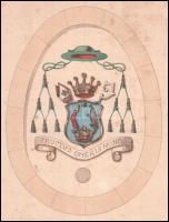 XIX. század vége Püspöki címer, talán Szentiványi Rafael (1722-1783) választott arbei püspök címere ...