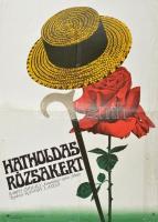 1970 Hatholdas rózsakert magyar film, MOKÉP plakát, hajtott, ázásnyomokkal, 58×42 cm