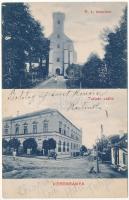 1910 Körösbánya, Kőrösbánya, Altenburg, Baia de Cris; Római katolikus templom, Tulipán szálloda / Catholic church, hotel (EK)