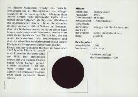 Nagy-Britannia 1993. 5Ł "II. Erzsébet királynő" érmés borítékon 2 db bélyegpárral, alkalmi...