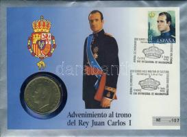 Spanyolország  1980. 100P "I. Juan Carlos" bélyeges érmés borítékon, alkalmi bélyegzővel T:1 hátoldali ismertető tanúsítvánnyal Csak 7000 db!