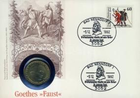 NSZK 1982. 5M "Goethe" bélyeges érmés borítékon, alkalmi bélyegzővel T:1 hátoldali ismertetővel