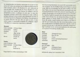 Belgium 1992. 20Fr "I. Baudoin" bélyeges érmés borítékon, alkalmi bélyegzővel T:1 hátoldal...