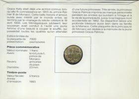 Monaco 1993. 1Fr "Grace Kelly" bélyeges érmés borítékon T:1 hátoldali ismertető tanúsítván...