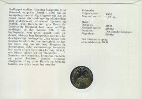 Dánia 1992. 20K "II. Margit királynő és Henrik herceg" bélyeges érmés borítékon T:1 hátold...