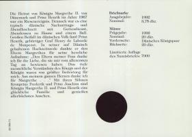 Dánia 1992. 20K "II. Margit királynő és Henrik herceg" bélyeges érmés borítékon T:1 hátold...