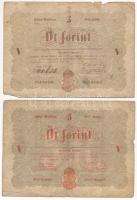 1848. 5Ft Kossuth bankó (2xklf) vörösesbarna és barna  T:III- szakadás, anyaghiány, folt Adamo G109, G109A