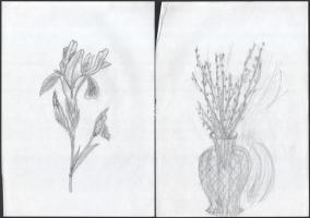 Vegyes tus és ceruza rajzok, jelzés nélkül 11 db 20x30 cm-ig