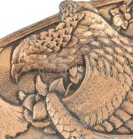 Szecessziós, hosszú formájú kínáló tálka, ón, XX. sz. eleje, jelzés nélkül, kissé kopott, 26x9x1,5 c...