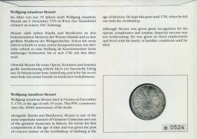 Ausztria 1956. 25Sch Ag "Mozart" érmés borítékon 2 db bélyeggel, elsőnapi és alkalmi bélye...