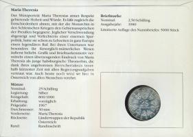 Ausztria 1967. 25Sch Ag "Mária Terézia" bélyeges érmés borítékon, alkalmi bélyegzővel T:2 ...