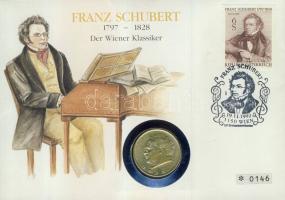 Ausztria 1928. 2Sch Ag "Schubert" bélyeges érmés borítékon, alkalmi bélyegzővel T:2 hátoldali ismertető tanúsítvánnyal Csak 1250 db!