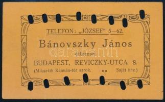 Bánovszky János éttermei, Bp. Reviczky utca ebédjegy
