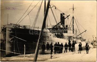Sulina, port in winter after the storm, SS Georges. Foto Modern N. Teisano, photo