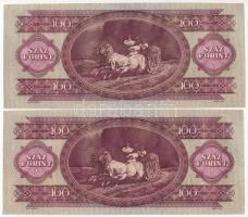 1968. 100Ft (2x) "B 371 033686 - B 371 033687" sorszámkövetők T:I- Adamo F32