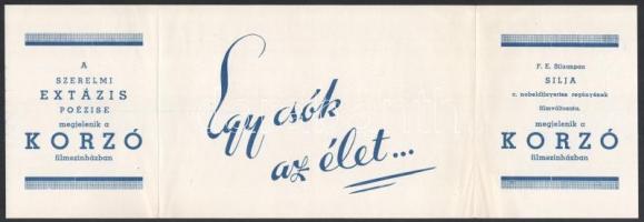 cca 1940 Egy csók az élet... - Korzó Filmszínház reklámlap