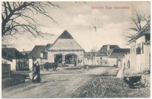 1913 Nagybacon, Nagy-Baczon, Batanii Mari; Nagybaczoni Fogyasztási Szövetkezet üzlete / street view, cooperative shop (EK)