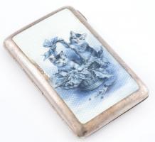 Cicás szelence. Ezüst, zománc (sérült) régi magyar fémjellel 101 g 5,5x8,5 cm