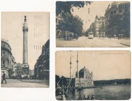 9 db RÉGI külföldi város képeslap vegyes minőségben / 9 pre-1945 European town-view postcards in mixed quality